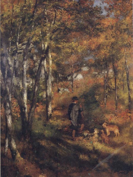 The Painter Jules Le Coeur walking his Dogs in the Forest of Fontainebleau